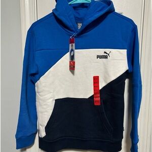 Puma Youth Fleece Pullover Hoodie Sweatshirt Blue Size XS 5/6 M 10/12 NWT